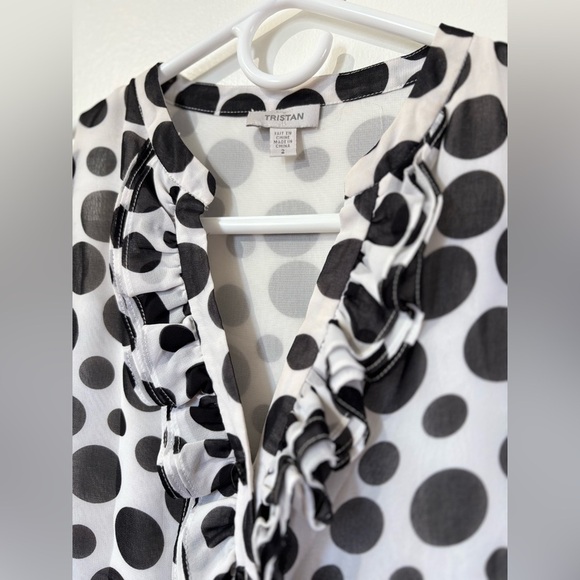 🎉4/30$🎉 Tristan Black and White Polka Dot Midi Dress PTP 19🖤🤍 - Picture 2 of 4